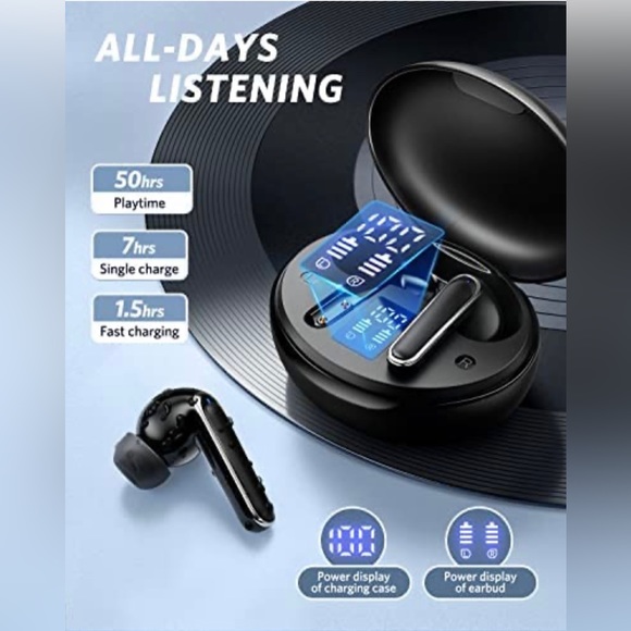 Earbuds Wireless Bluetooth Headphones LED Power Display in Ear Headset Consign - Picture 3 of 7